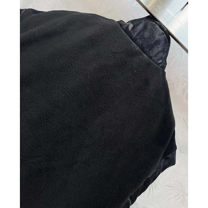G*u*i men gg canvas bomber jacket high neck drawstring detachable hood gilet dropped shoulder