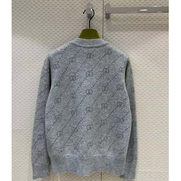 G*u*i women gg cashmere cardigan interlocking g crewneck long sleeves two front pockets