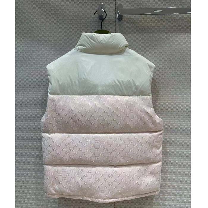 G*u*i women gg cotton canvas padded vest pink lined high neck sleeveless two side pockets