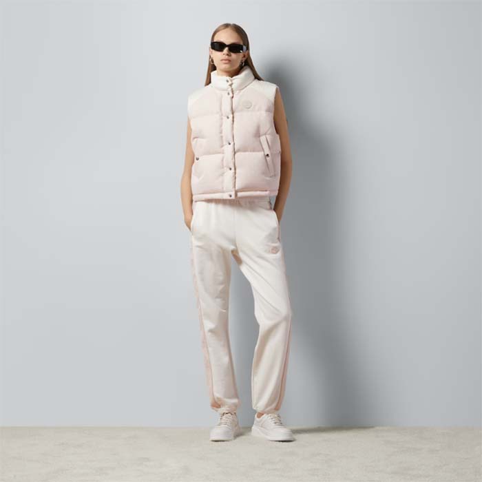G*u*i women gg cotton canvas padded vest pink lined high neck sleeveless two side pockets