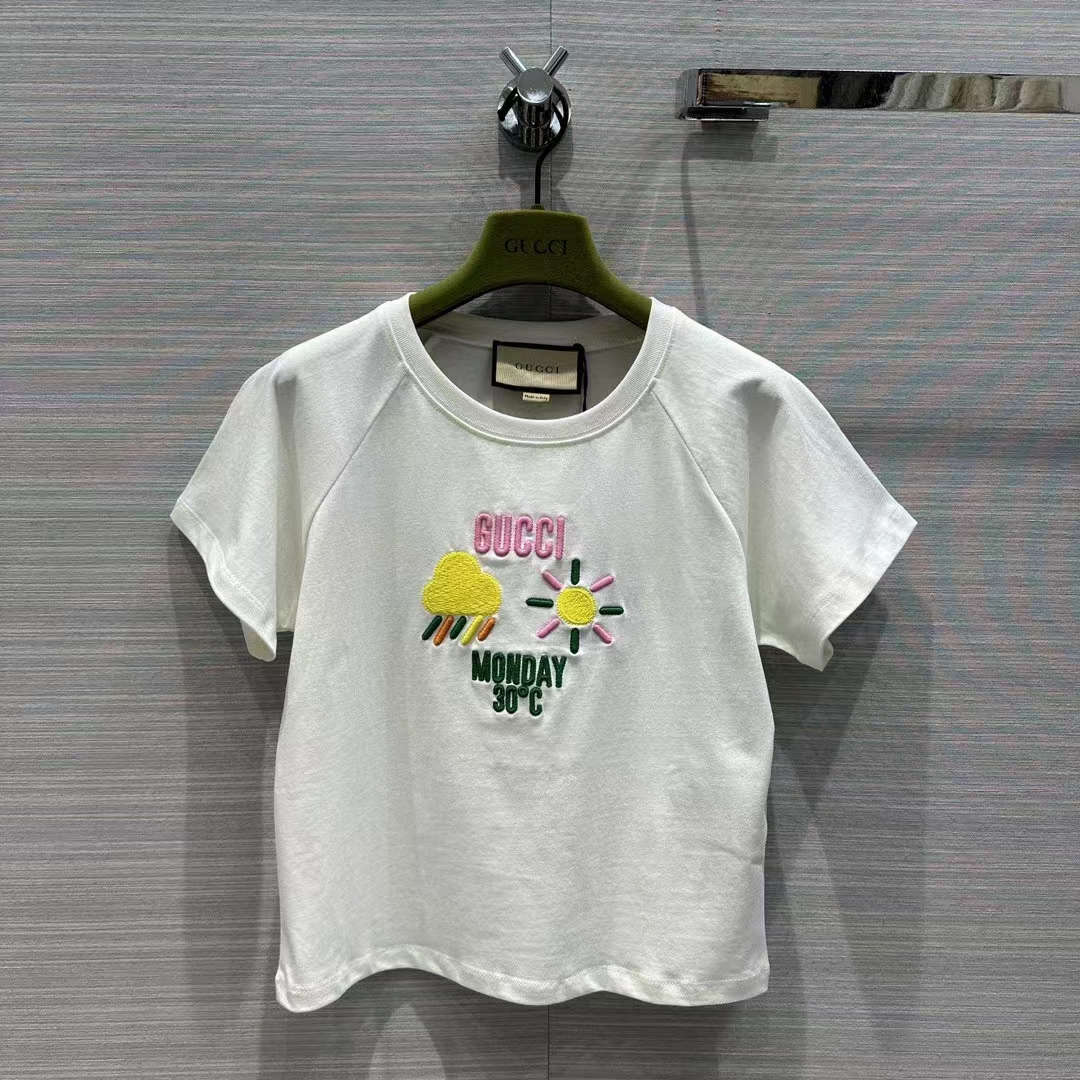 G*u*i men gg cotton jersey t-shirt monday 30°c weather embroidery crewneck short sleeves