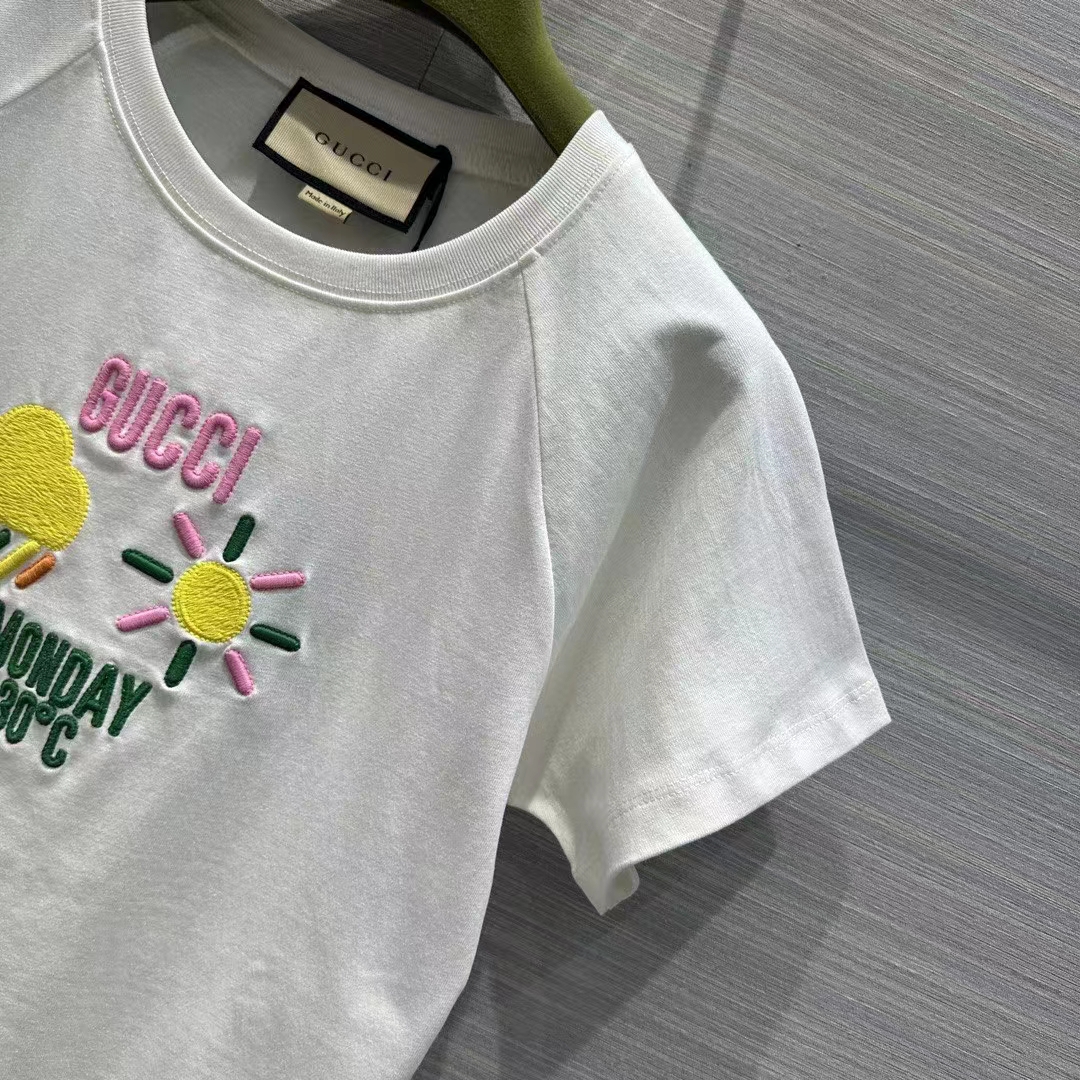 G*u*i men gg cotton jersey t-shirt monday 30°c weather embroidery crewneck short sleeves