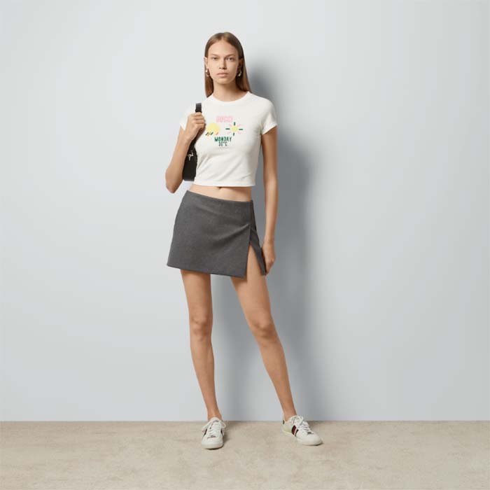 G*u*i women gg cotton jersey t-shirt monday 30°c weather embroidery crewneck short sleeves
