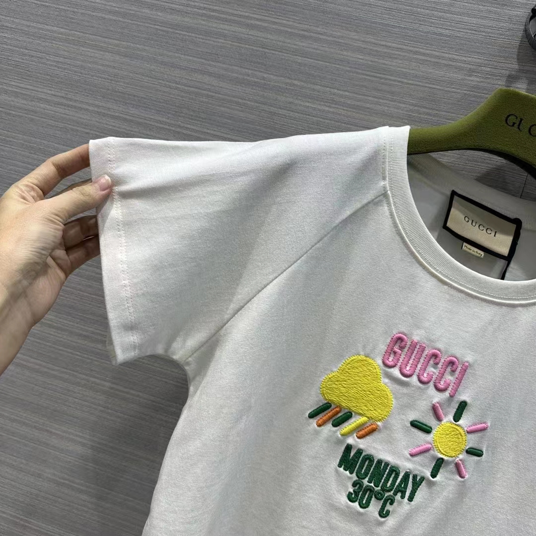 G*u*i men gg cotton jersey t-shirt monday 30°c weather embroidery crewneck short sleeves