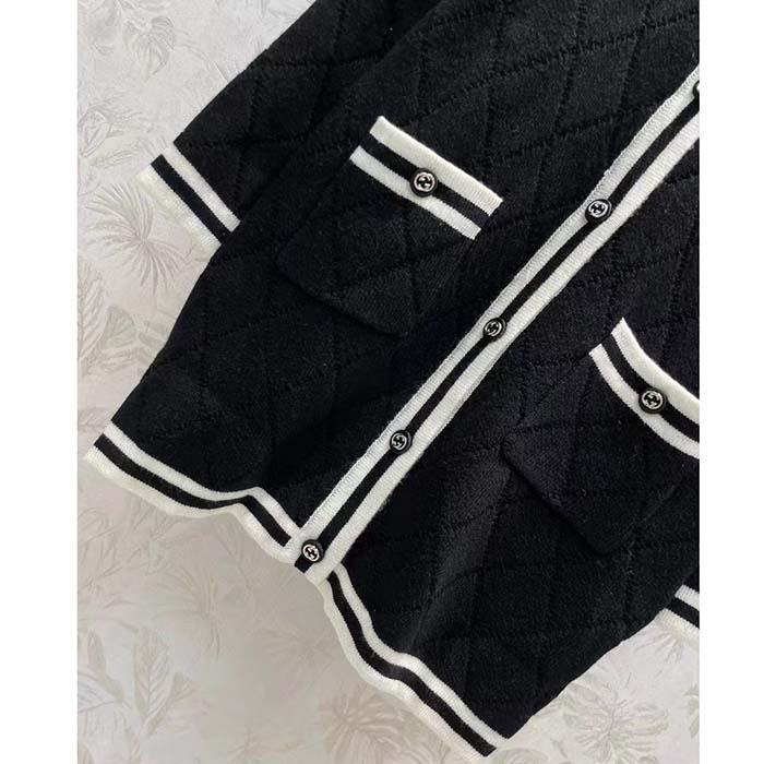 G*u*i women gg extra fine wool piquet coat collarless long sleeves two front pockets