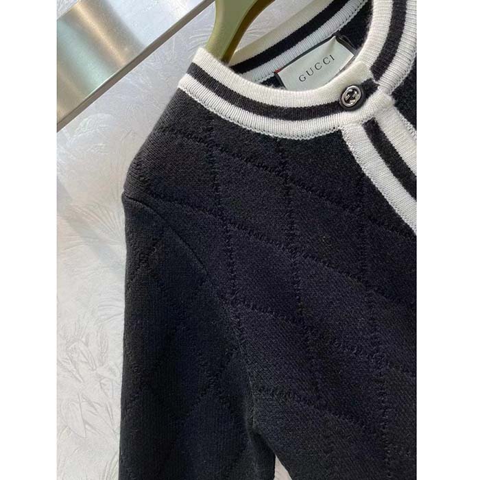 G*u*i women gg extra fine wool piquet coat collarless long sleeves two front pockets