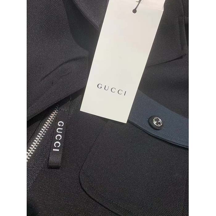 G*u*i men gg fine wool crêpe jacket black satin unlined notch lapel three front pockets