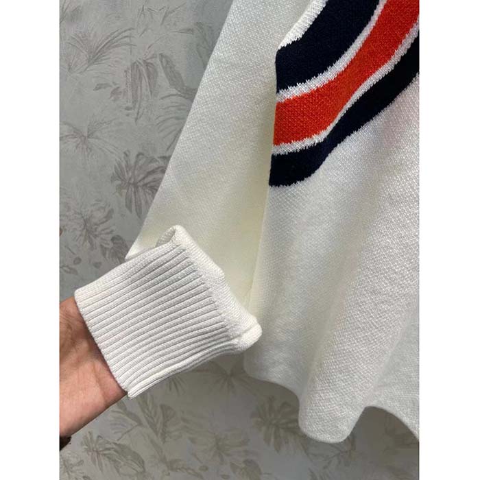 G*u*i women gg viscose knit top ivory high neck long sleeves cropped length