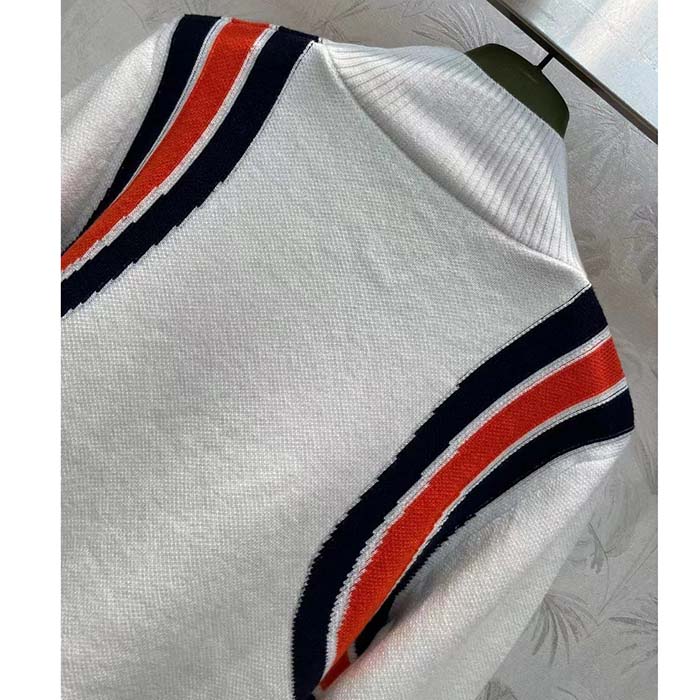 G*u*i women gg viscose knit top ivory high neck long sleeves cropped length