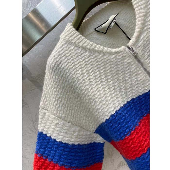 G*u*i men gg wool mohair cardigan web knitted collar dropped shoulder long sleeves