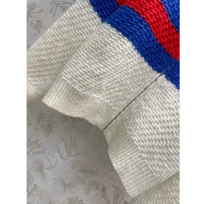G*u*i men gg wool mohair cardigan web knitted collar dropped shoulder long sleeves