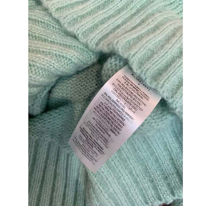 G*u*i women gg wool mohair sweater crystal g blue v-neck dropped shoulder long sleeves