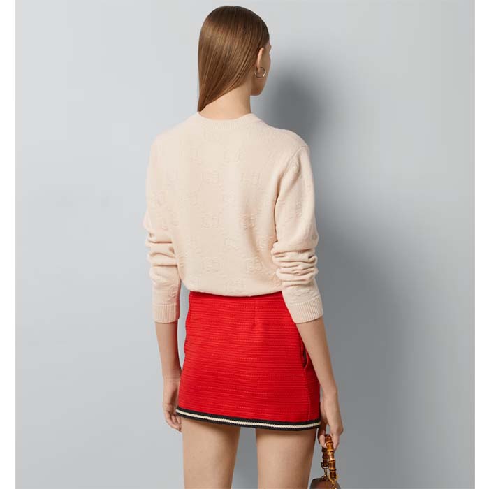 G*u*i women gg wool sweater cream crewneck dropped shoulder long sleeves