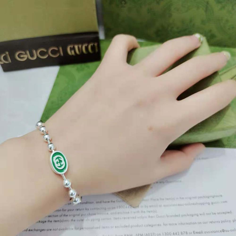 G*u*i women interlocking g boule chain bracelet