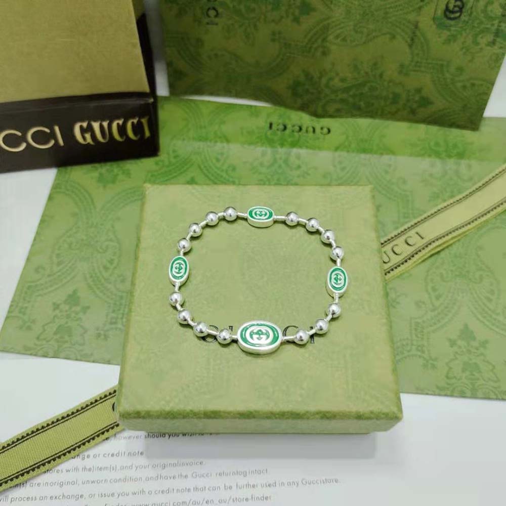 G*u*i women interlocking g boule chain bracelet