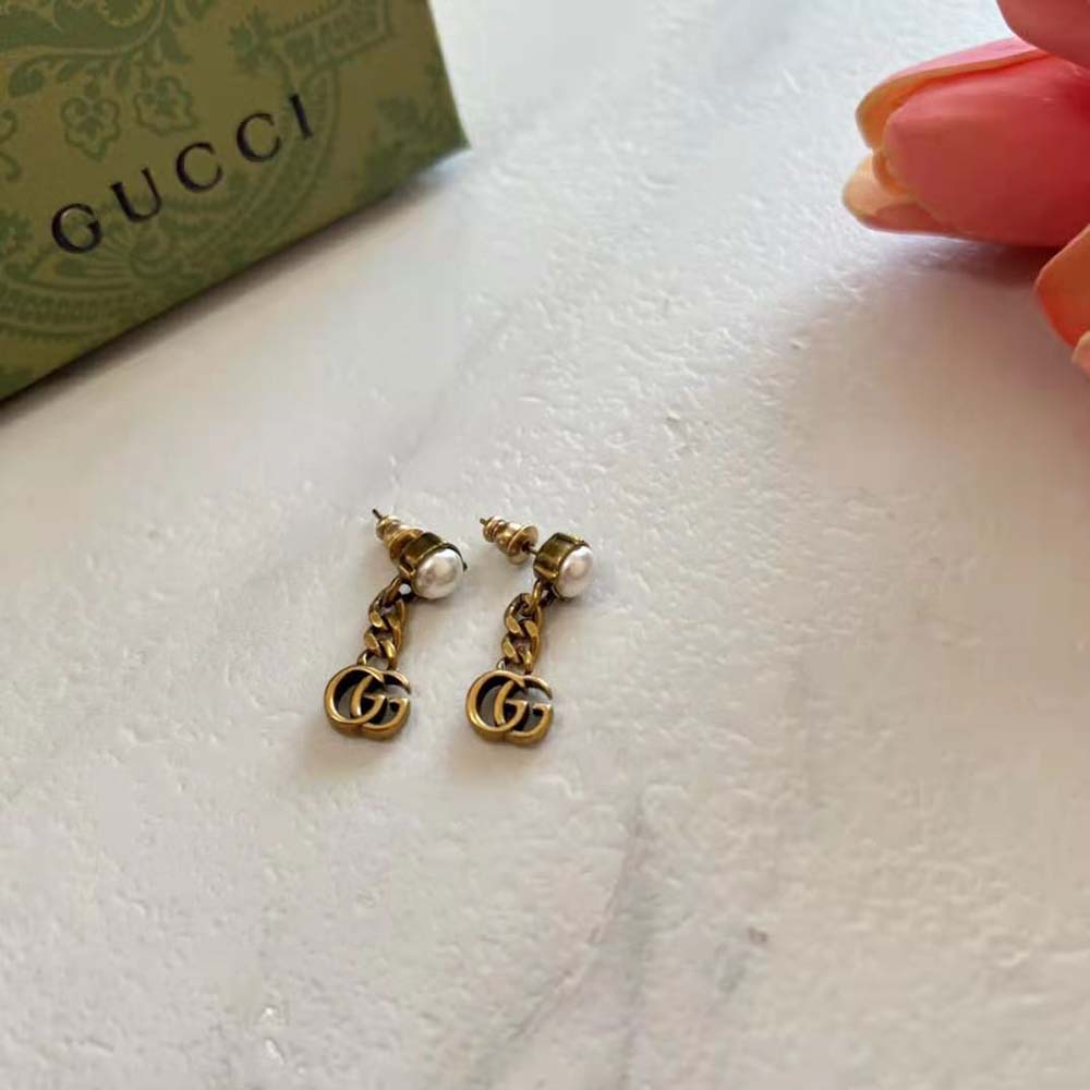 G*u*i women pearl double g earrings