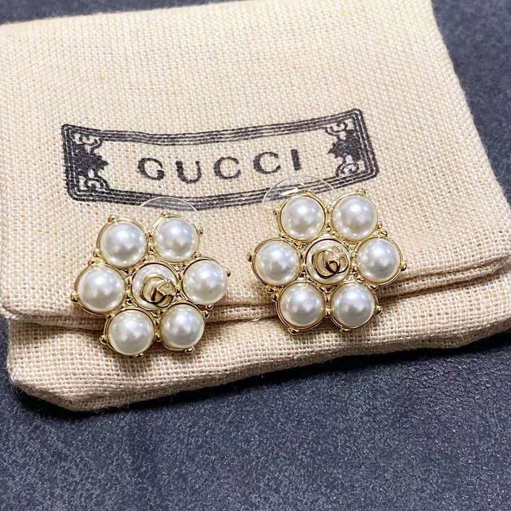 G*u*i women pearl double g earrings