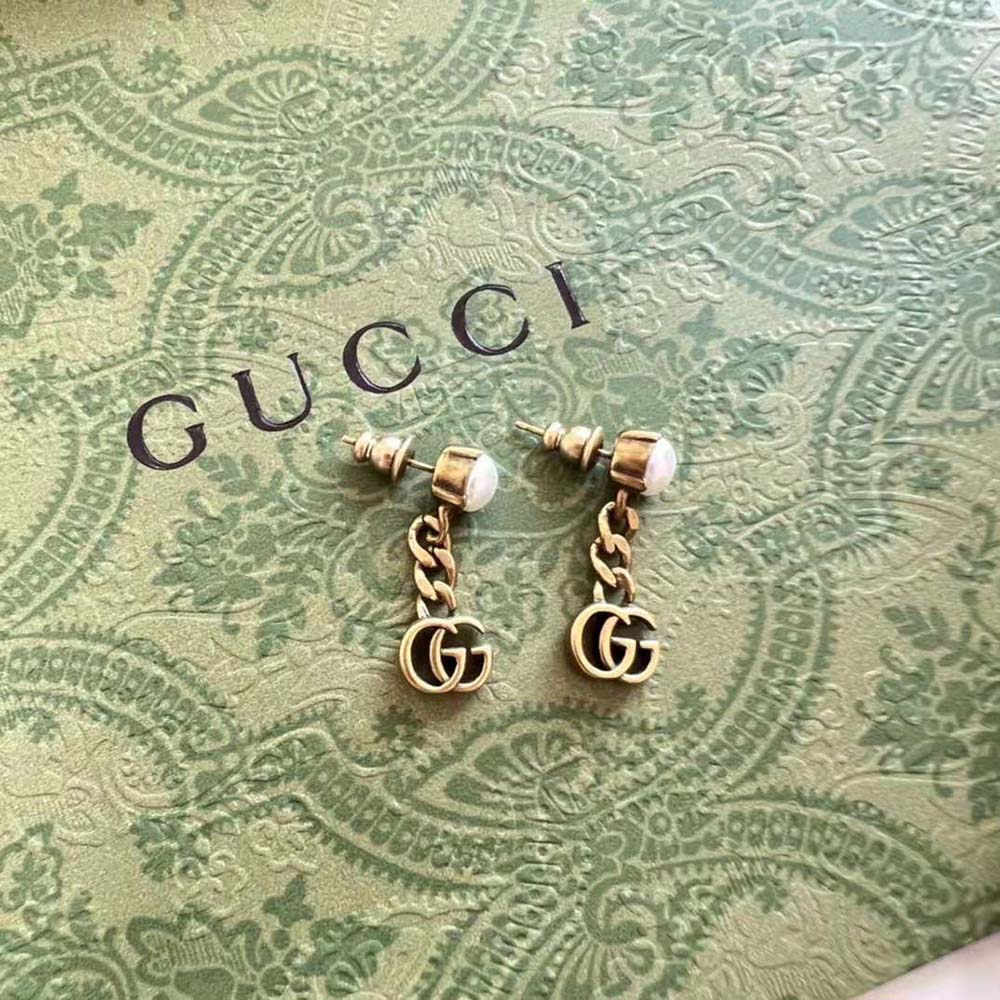 G*u*i women pearl double g earrings