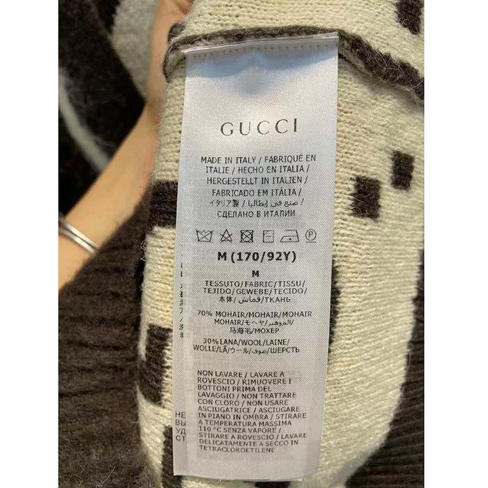 G*u*i women reversible gg mohair wool cardigan brushed gg jacquard blend v-neck front pockets