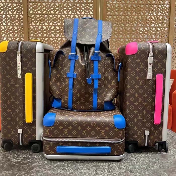 Louis Vuitton LV Unisex Christopher MM Backpack Blue Monogram Macassar Coated Canvas Cowhide Leather