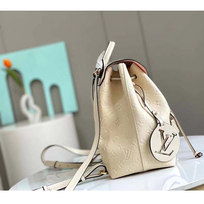 Louis Vuitton LV Unisex Montsouris Backpack Monogram Empreinte Embossed White Leather