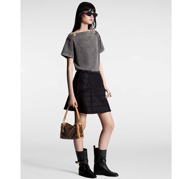 Louis Vuitton LV Women Bateau Neck T-Shirt Cotton Metal Grey Regular Fit