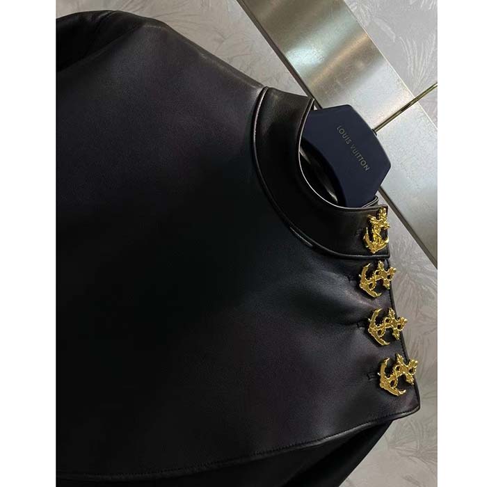 Louis Vuitton LV Women Faux Leather Circle Top PU Polyester Elastane Black Regular Fit
