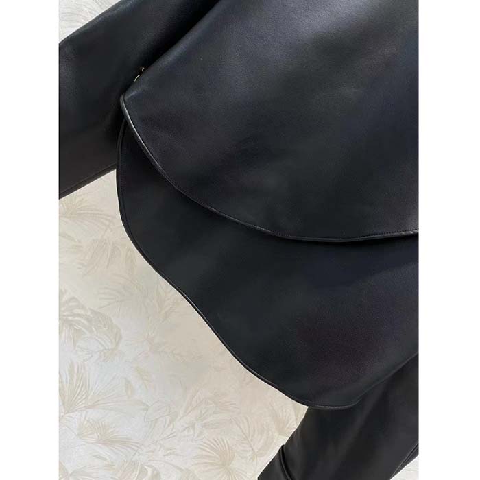 Louis Vuitton LV Women Faux Leather Circle Top PU Polyester Elastane Black Regular Fit