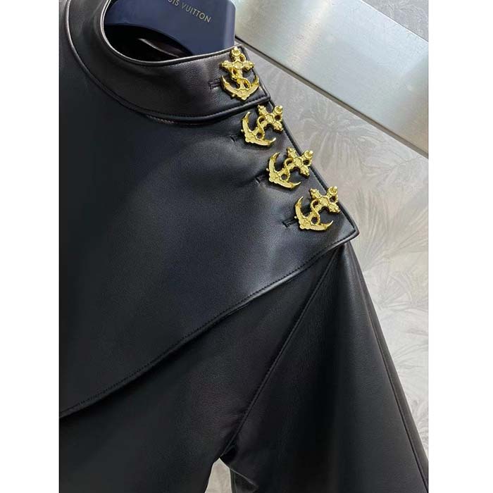 Louis Vuitton LV Women Faux Leather Circle Top PU Polyester Elastane Black Regular Fit