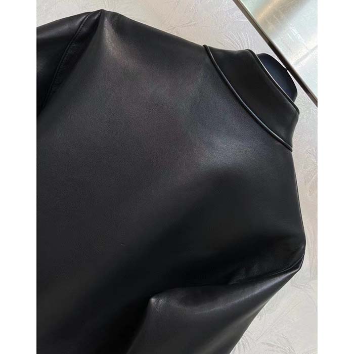 Louis Vuitton LV Women Faux Leather Circle Top PU Polyester Elastane Black Regular Fit