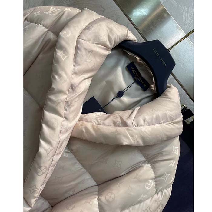 Louis Vuitton LV Women Flight Mode Monogram Jacquard Puffer Wrap Coat Polyamide Light Beige