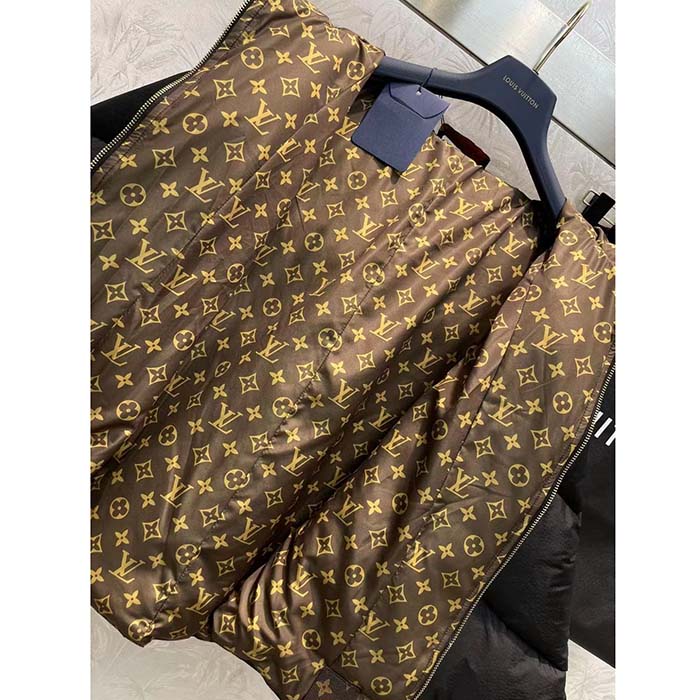 Louis Vuitton LV Women Monogram Accent Pillow Puffer Cape Black Regular Fit