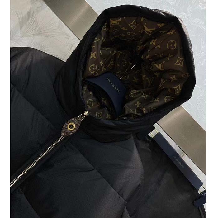 Louis Vuitton LV Women Monogram Accent Pillow Puffer Cape Black Regular Fit