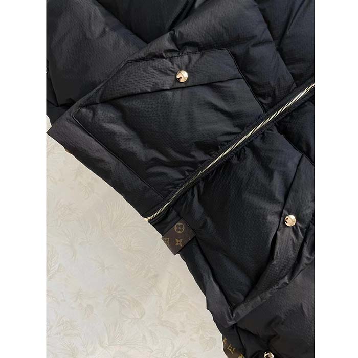 Louis Vuitton LV Women Monogram Accent Pillow Puffer Cape Black Regular Fit