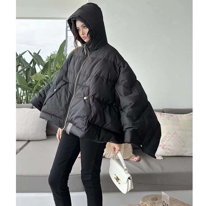 Louis Vuitton LV Women Monogram Accent Pillow Puffer Cape Black Regular Fit