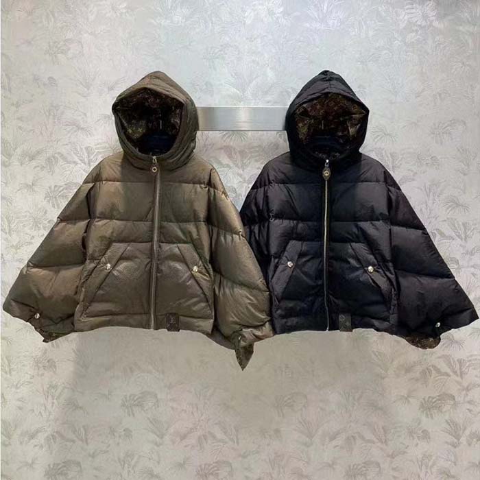 Louis Vuitton LV Women Monogram Accent Pillow Puffer Cape Black Regular Fit