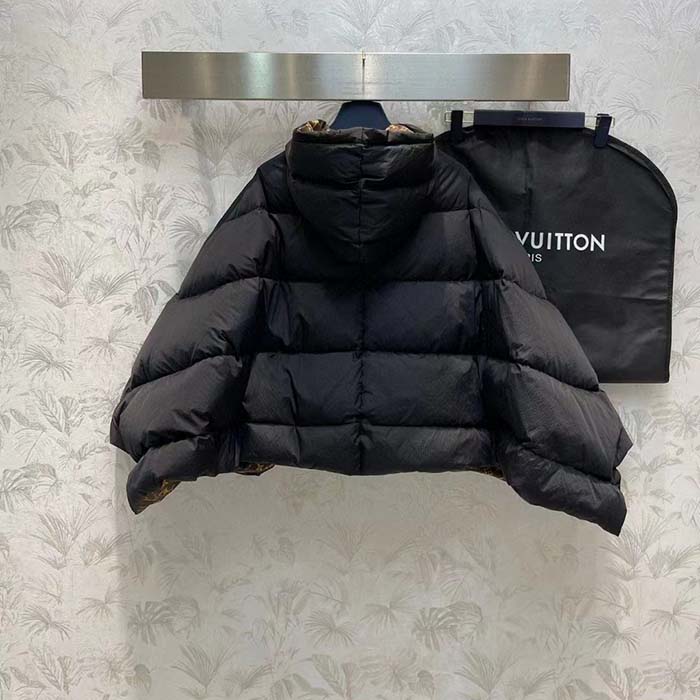 Louis Vuitton LV Women Monogram Accent Pillow Puffer Cape Black Regular Fit