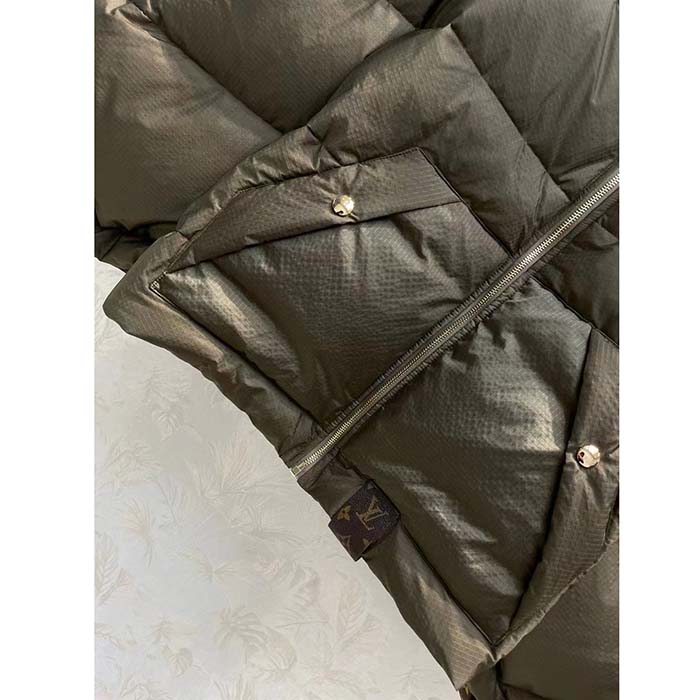 Louis Vuitton LV Men Monogram Accent Pillow Puffer Cape Khaki Regular Fit