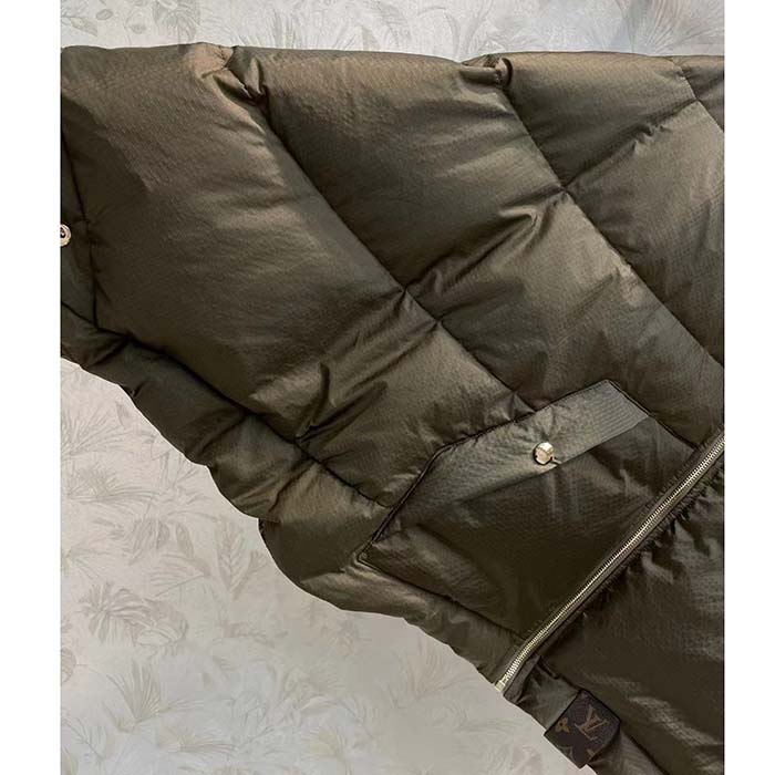 Louis Vuitton LV Men Monogram Accent Pillow Puffer Cape Khaki Regular Fit