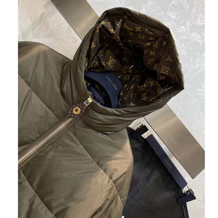 Louis Vuitton LV Men Monogram Accent Pillow Puffer Cape Khaki Regular Fit