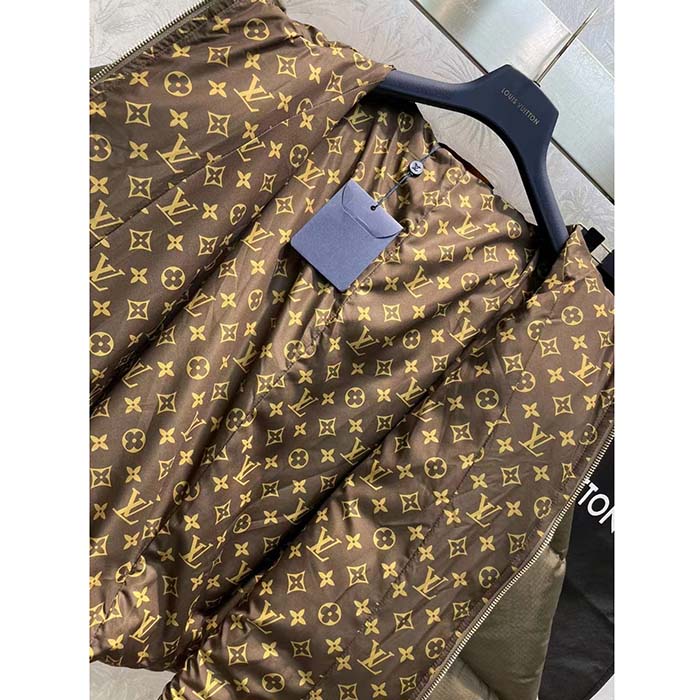 Louis Vuitton LV Men Monogram Accent Pillow Puffer Cape Khaki Regular Fit