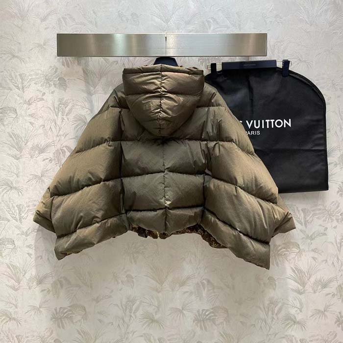 Louis Vuitton LV Men Monogram Accent Pillow Puffer Cape Khaki Regular Fit