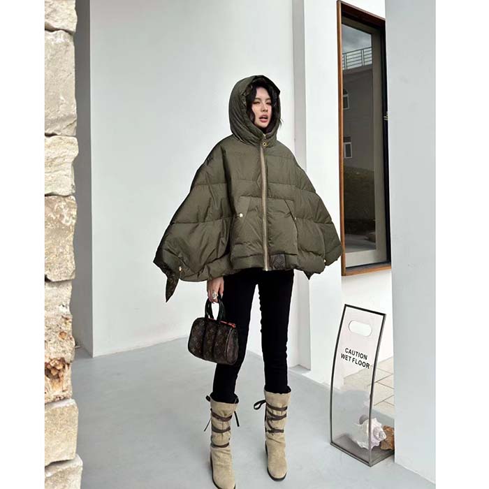 Louis Vuitton LV Women Monogram Accent Pillow Puffer Cape Khaki Regular Fit