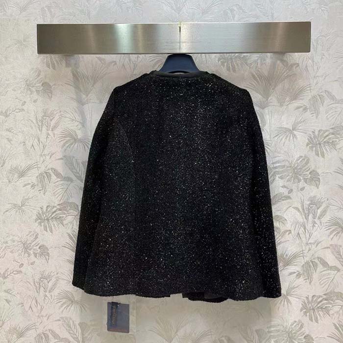 Louis Vuitton LV Men Scuba Trim Tweed Jacket Wool Black Regular Fit