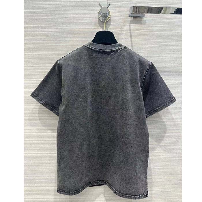 Louis Vuitton Men Graphic LV Signature T-Shirt Cotton Metal Grey Regular Fit