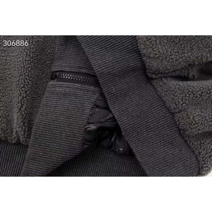 Louis Vuitton Men LV Fleece Blouson Regular Fit Front Zipped Closure Volcanic Ash