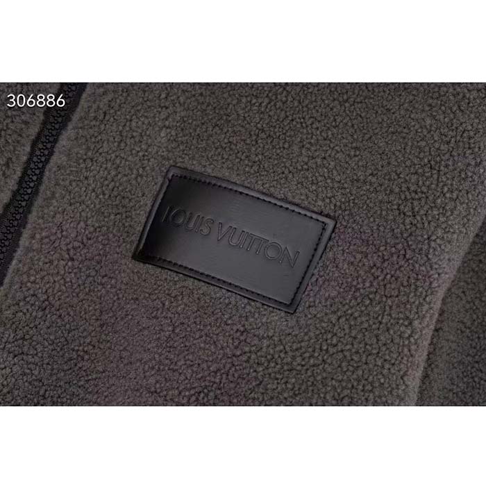 Louis Vuitton Men LV Fleece Blouson Regular Fit Front Zipped Closure Volcanic Ash