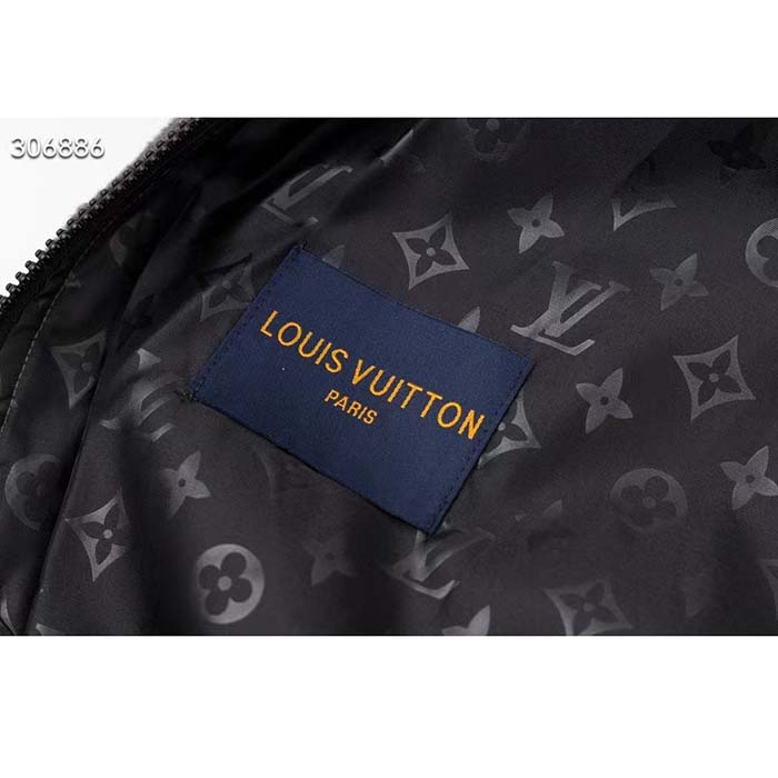 Louis Vuitton Men LV Fleece Blouson Regular Fit Front Zipped Closure Volcanic Ash
