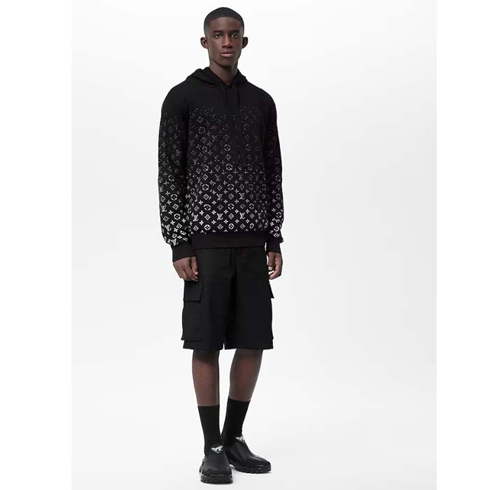 Louis Vuitton Men LV Monogram Gradient Hoodie Cotton Black White