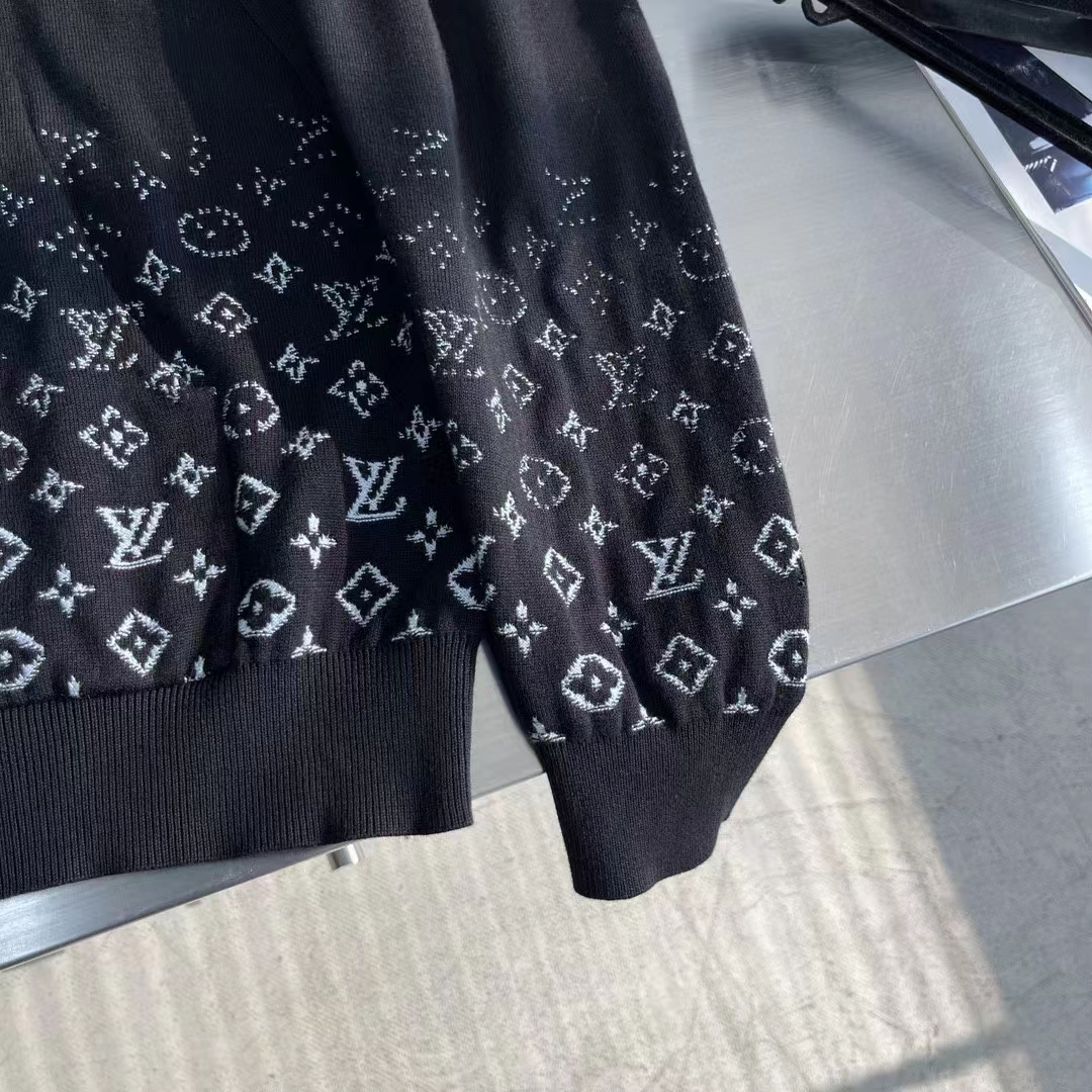 Louis Vuitton Women LV Monogram Gradient Hoodie Cotton Black White